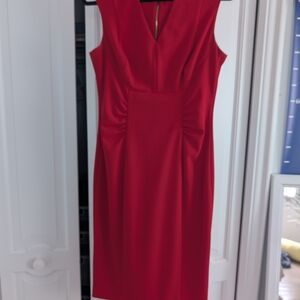 Calvin Klein Red V-Neck Midi Dress